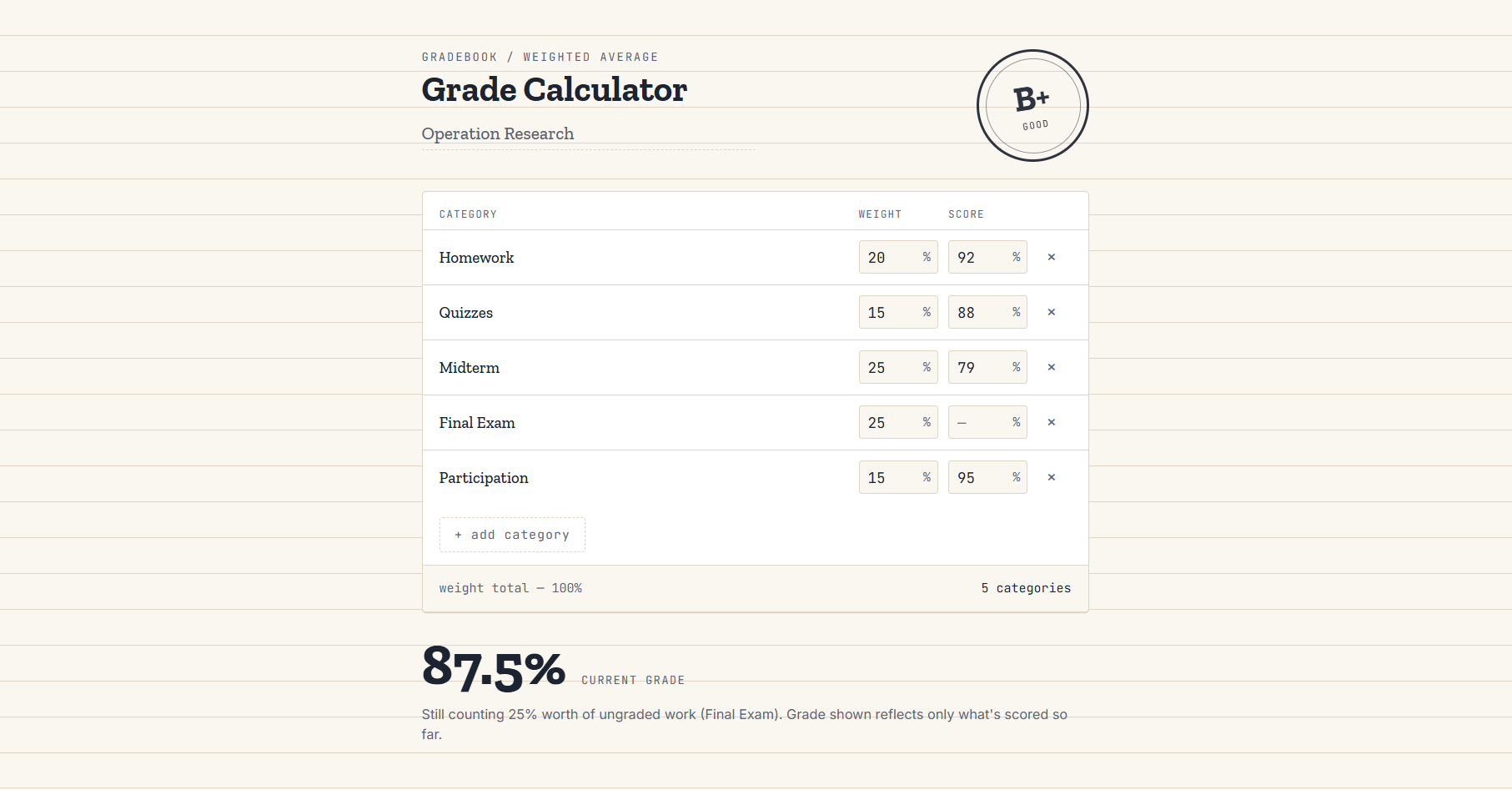 A student grade calculator